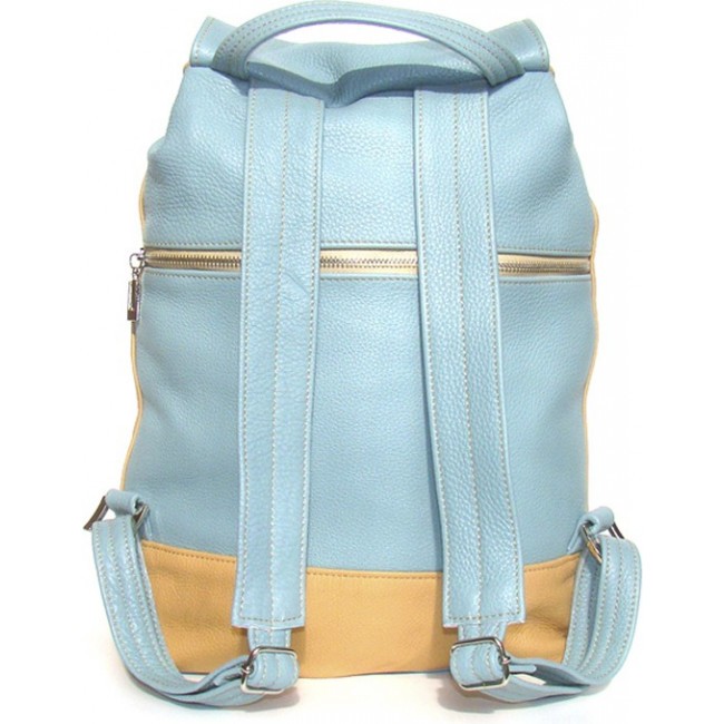 Рюкзак из натуральной кожи Sofitone RM 002 P2/A3 Бирюзовый-Кремовый - фото №4