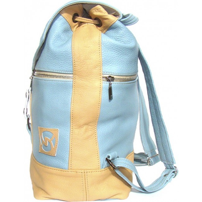 Рюкзак из натуральной кожи Sofitone RM 002 P2/A3 Бирюзовый-Кремовый - фото №3
