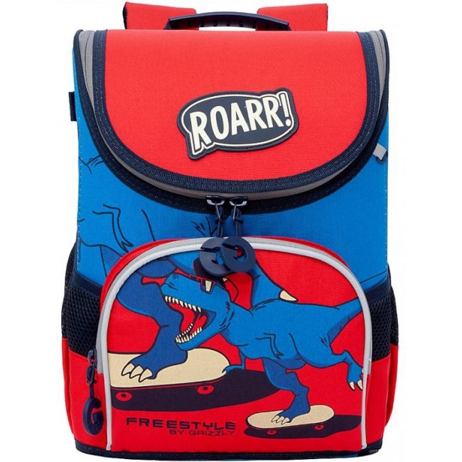 Рюкзак школьный Grizzly RAn-083-5 красный-синий - фото №1