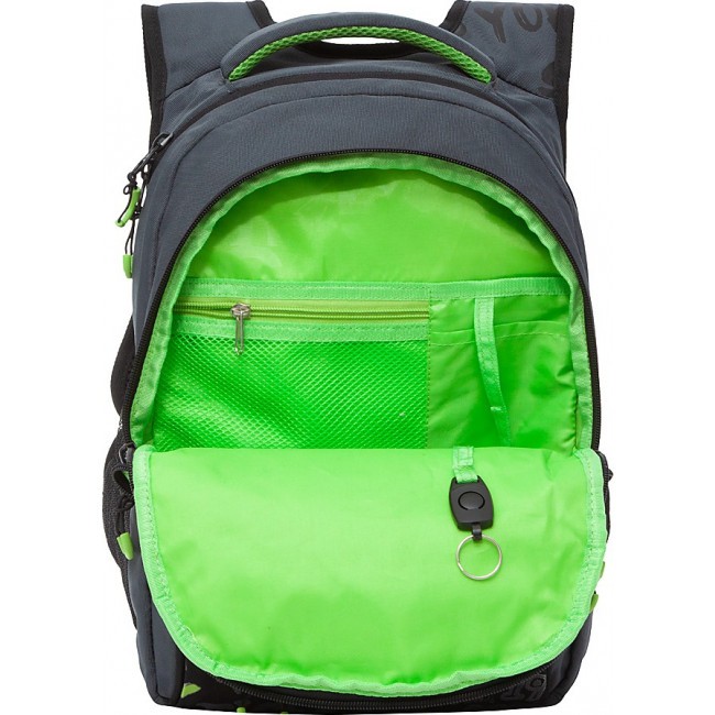 Рюкзак школьный Grizzly RB-150-3 черный-салатовый - фото №6