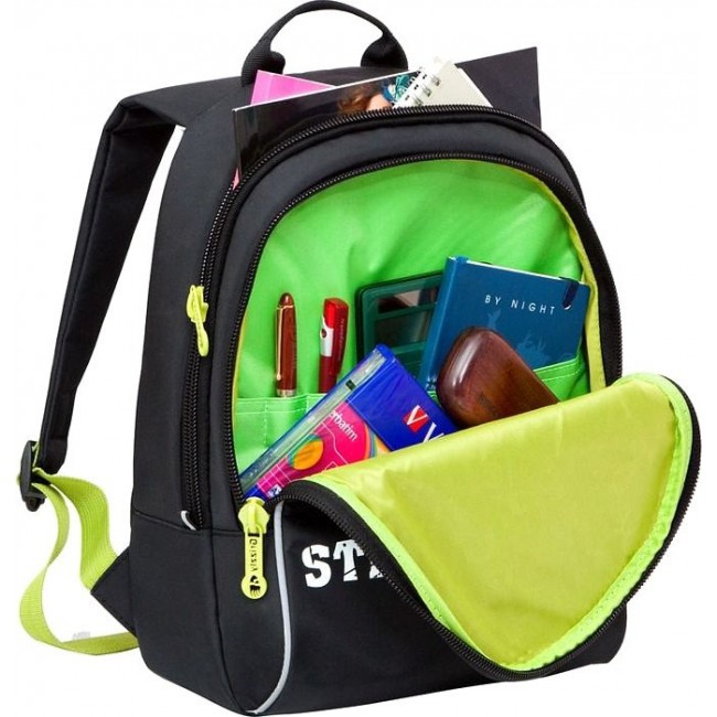 Школьный рюкзак Grizzly RB-628-2 черный - салатовый - фото №4