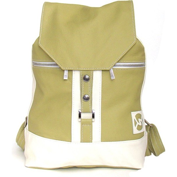 Рюкзак из натуральной кожи Sofitone RM 002 C6/A1 Салатовый-Белый - фото №1