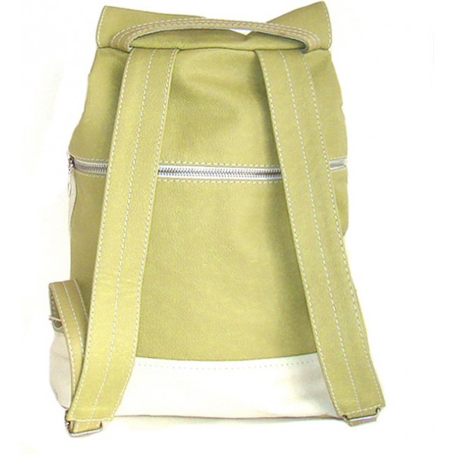 Рюкзак из натуральной кожи Sofitone RM 002 C6/A1 Салатовый-Белый - фото №2
