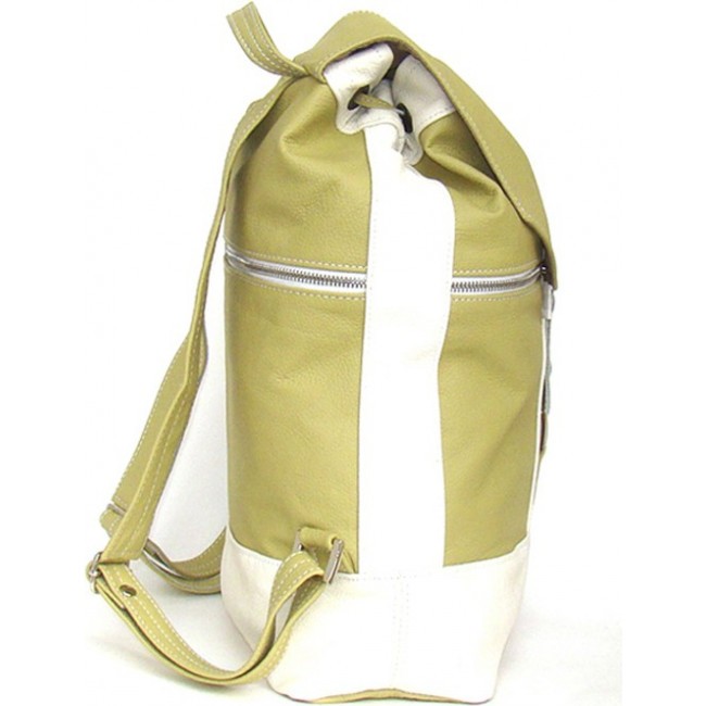 Рюкзак из натуральной кожи Sofitone RM 002 C6/A1 Салатовый-Белый - фото №3
