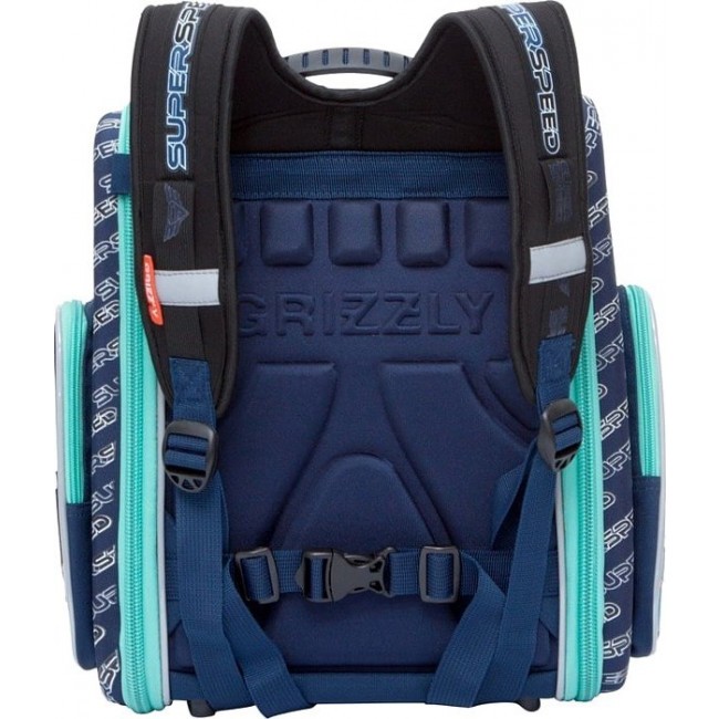 Ортопедический ранец для первоклассника Grizzly RA-770-4 Синяя машина - фото №3