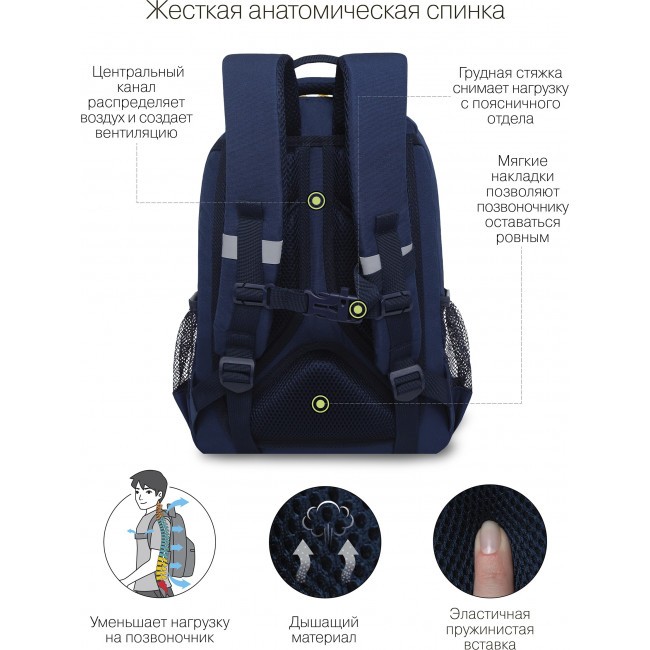 Рюкзак школьный Grizzly RG-260-2 синий - фото №3