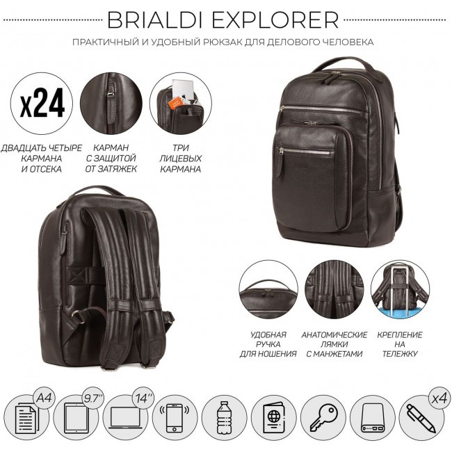 Рюкзак Brialdi Explorer Relief brown Коричневый - фото №4