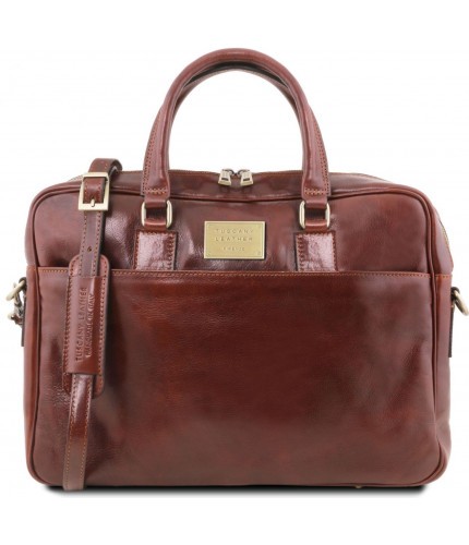 Кожаный портфель для ноутбука Tuscany Leather Urbino TL141894 Коричневый- фото №1