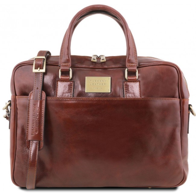Кожаный портфель для ноутбука Tuscany Leather Urbino TL141894 Коричневый - фото №1