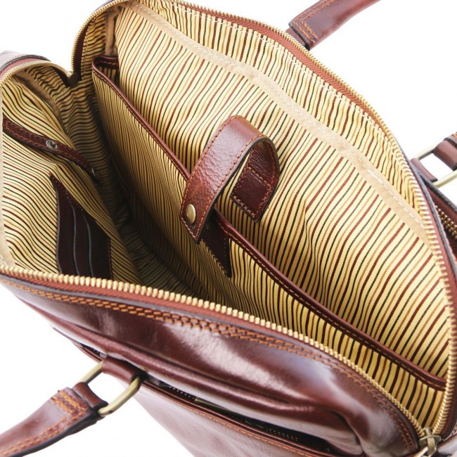 Кожаный портфель для ноутбука Tuscany Leather Urbino TL141894 Коричневый - фото №10