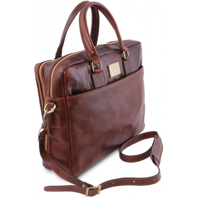 Кожаный портфель для ноутбука Tuscany Leather Urbino TL141894 Коричневый - фото №2