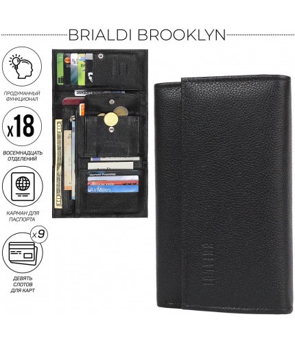 Портмоне BRIALDI Brooklyn (Бруклин) relief black- фото №1
