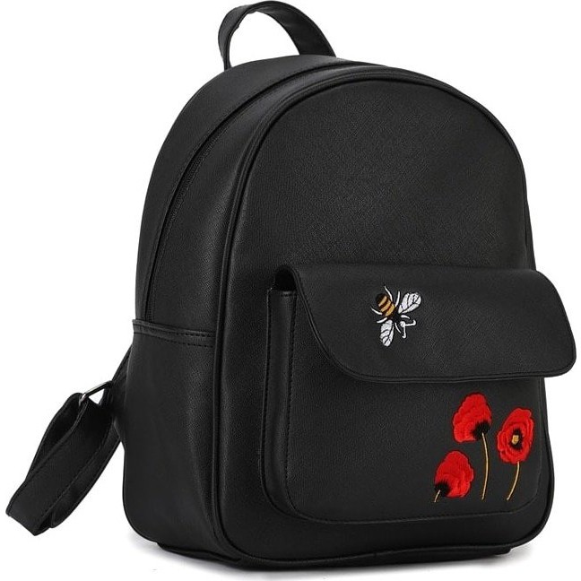 Женский рюкзак OrsOro DS-987 Черный с маками - фото №2