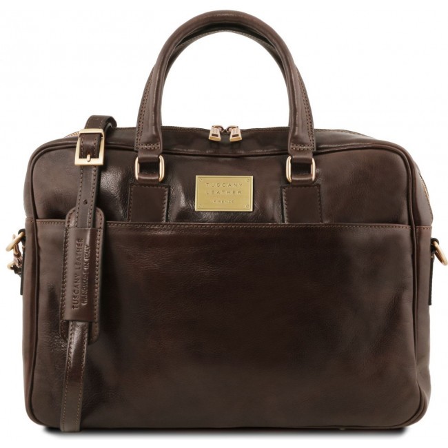 Кожаный портфель для ноутбука Tuscany Leather Urbino TL141894 Темно-коричневый - фото №1