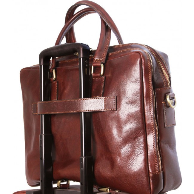 Кожаный портфель для ноутбука Tuscany Leather Urbino TL141894 Темно-коричневый - фото №6
