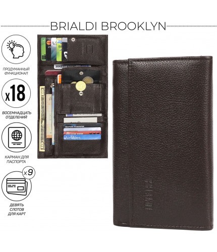 Портмоне BRIALDI Brooklyn (Бруклин) relief brown- фото №1