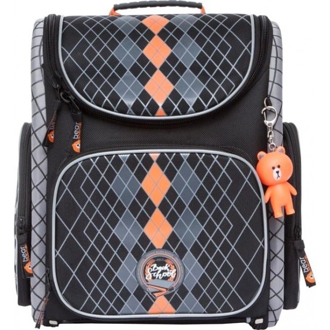 Рюкзак Orange Bear S-22 Черный, Оранжевый  в клетку - фото №1