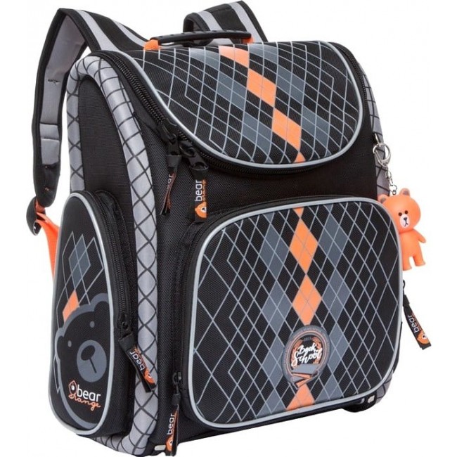 Рюкзак Orange Bear S-22 Черный, Оранжевый  в клетку - фото №2