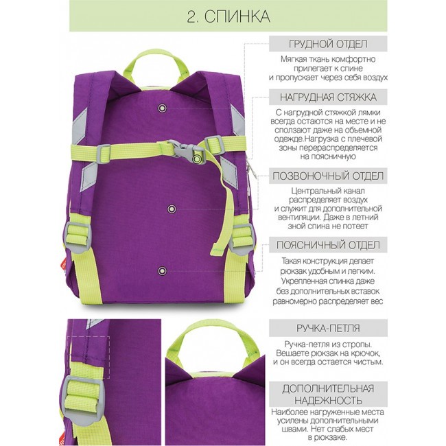 Рюкзак детский Grizzly RK-075-1 фиолетовый - фото №10