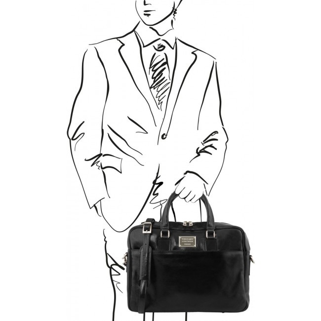 Кожаный портфель для ноутбука Tuscany Leather Urbino TL141894 Черный - фото №2