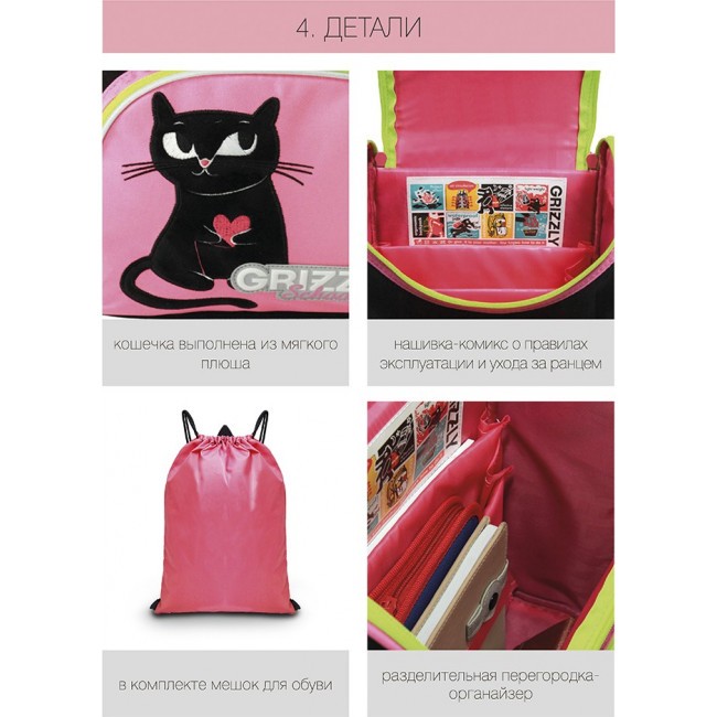 Рюкзак Grizzly RAm-184-8 черный-розовый - фото №7