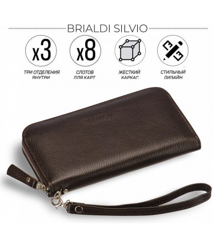 Мужской клатч Brialdi Silvio Relief Brown Рельефный Коричневый- фото №1