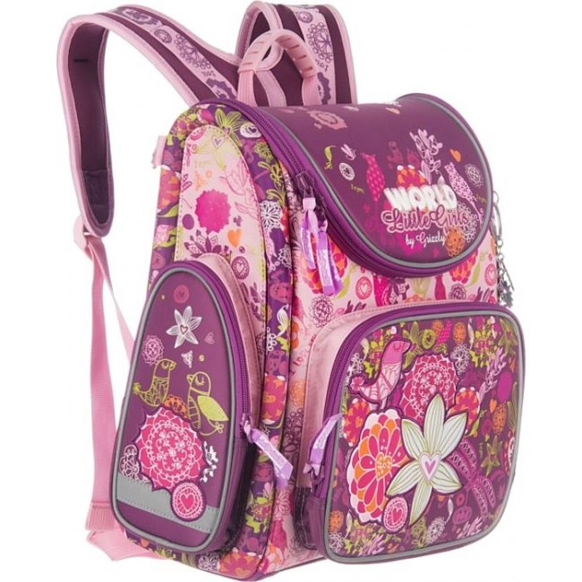 Рюкзак Grizzly RA-541-1 Лиловый - розовый с цветочками - фото №2