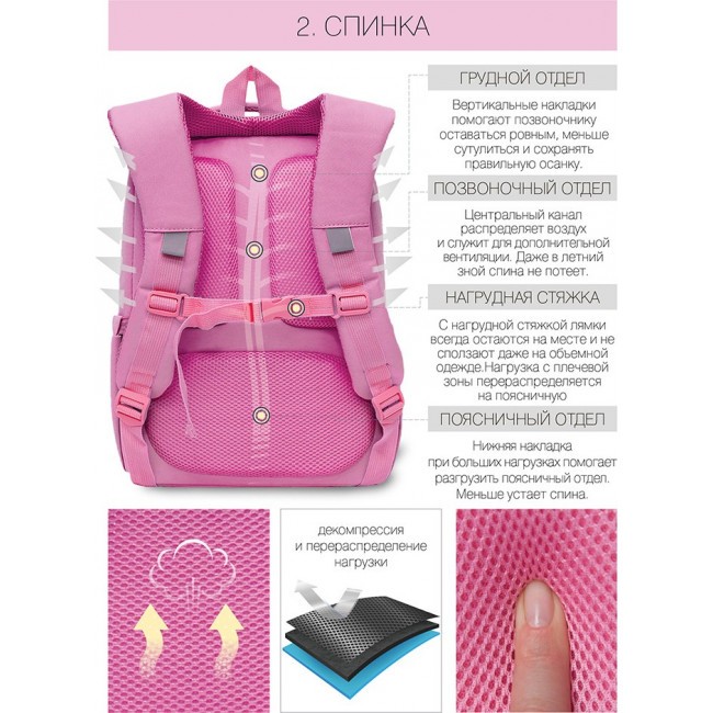 Рюкзак школьный Grizzly RG-166-1 розовый - фото №3
