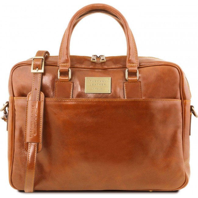 Кожаный портфель для ноутбука Tuscany Leather Urbino TL141241 Мед - фото №1