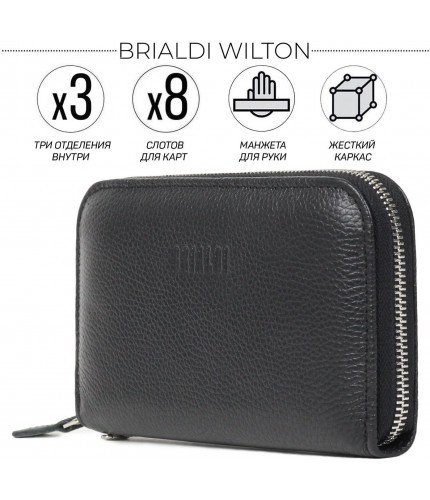 Клатч Brialdi Wilton Relief black Черный- фото №1