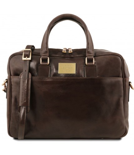 Кожаный портфель для ноутбука Tuscany Leather Urbino TL141241 Темно-коричневый- фото №1