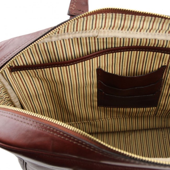 Кожаный портфель для ноутбука Tuscany Leather Urbino TL141241 Темно-коричневый - фото №7