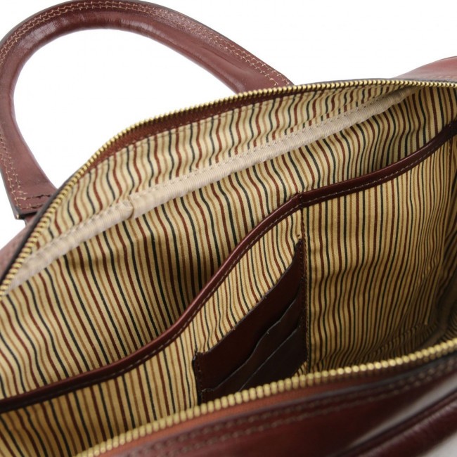 Кожаный портфель для ноутбука Tuscany Leather Urbino TL141241 Темно-коричневый - фото №8