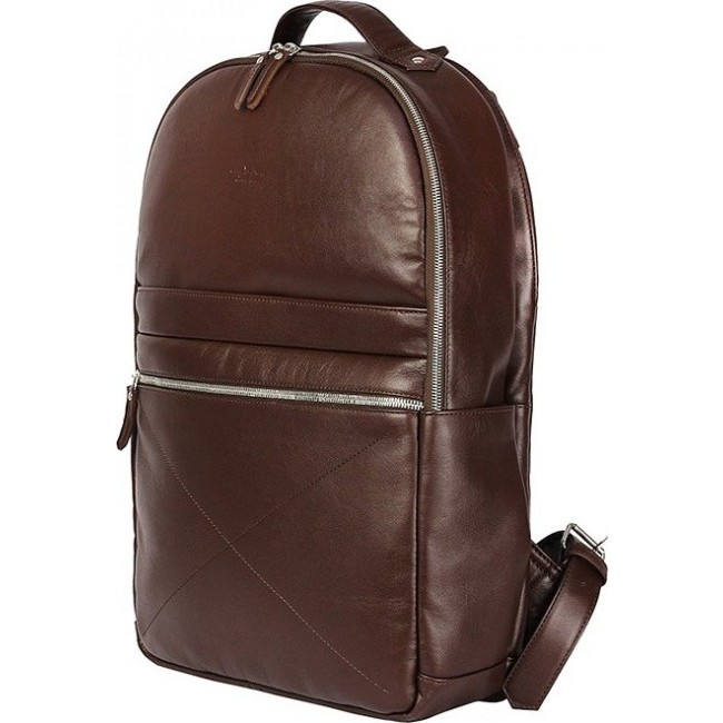 Деловой рюкзак из натуральной кожи Ray Button Berlin Темно-коричневый с синим - фото №2