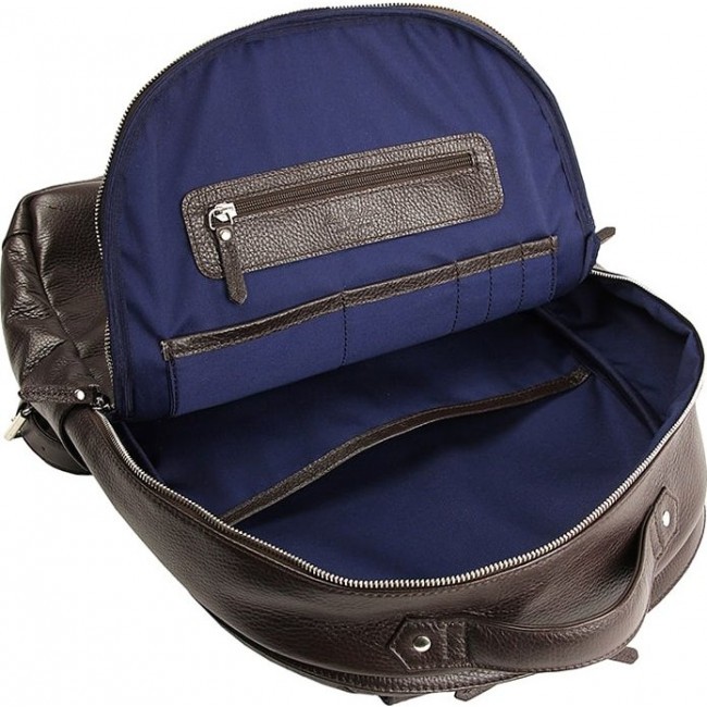 Деловой рюкзак из натуральной кожи Ray Button Berlin Темно-коричневый с синим - фото №5