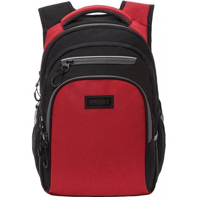 Рюкзак школьный Grizzly RB-150-4 черный-красный - фото №1