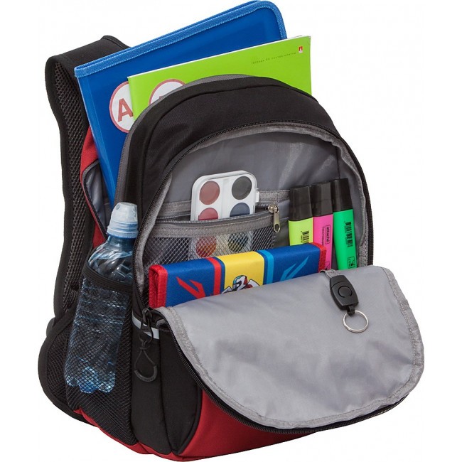Рюкзак школьный Grizzly RB-150-4 черный-красный - фото №4