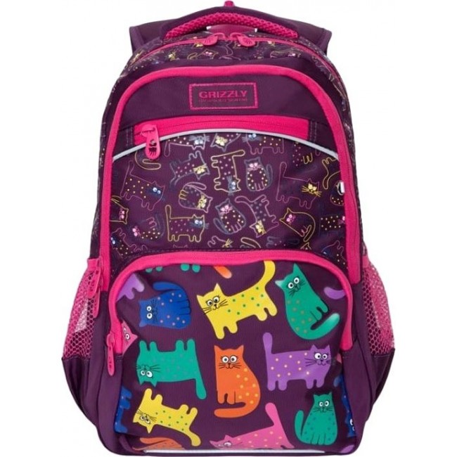 Рюкзак Grizzly RG-965-1 Фиолетовый с котятами - фото №1