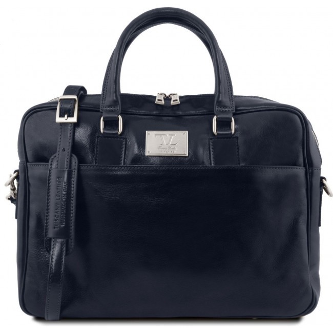 Кожаный портфель для ноутбука Tuscany Leather Urbino TL141241 Темно-синий - фото №1