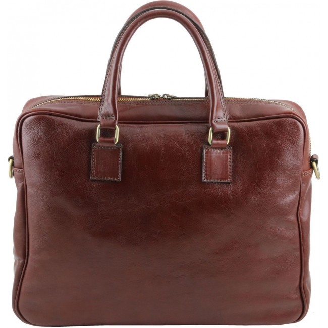 Кожаный портфель для ноутбука Tuscany Leather Urbino TL141241 Темно-синий - фото №4