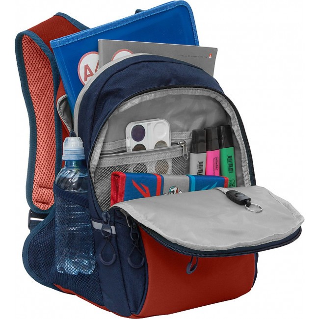 Рюкзак школьный Grizzly RB-150-4 синий-терракотовый - фото №4
