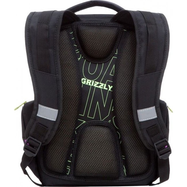 Подростковый рюкзак для мальчика Grizzly RB-630-2 черный - салатовый - фото №3