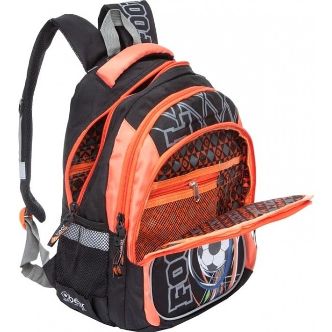 Школьный рюкзак для подростка Orange Bear V-57 Футбол (черный и оранжевый) - фото №4