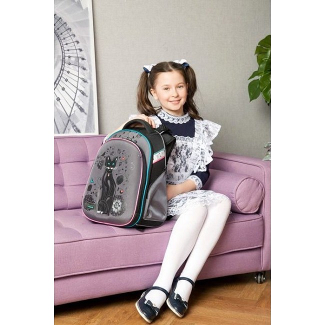 Школьный ранец с кошкой для девочки Hummingbird Teens Черная Кошка - фото №6