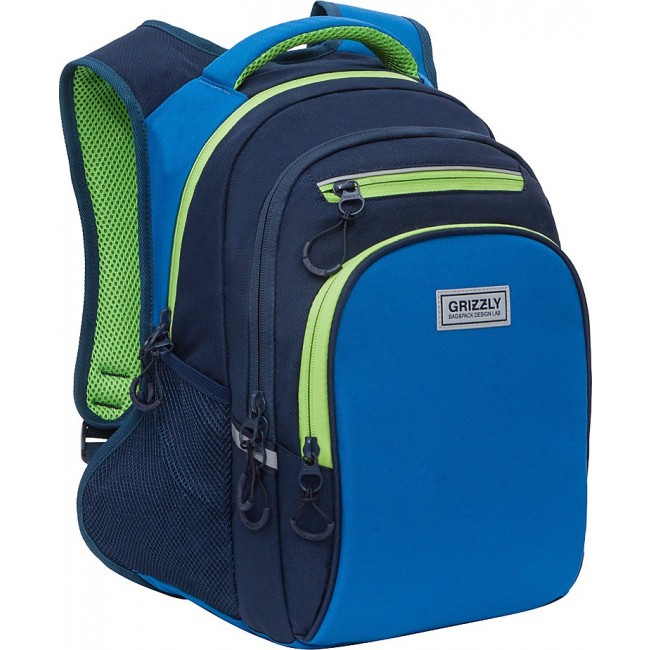 Рюкзак школьный Grizzly RB-150-4 синий-салатовый - фото №2