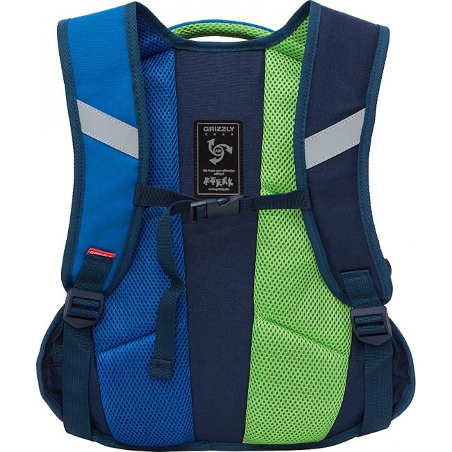 Рюкзак школьный Grizzly RB-150-4 синий-салатовый - фото №3