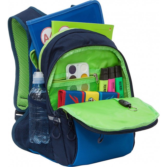 Рюкзак школьный Grizzly RB-150-4 синий-салатовый - фото №4