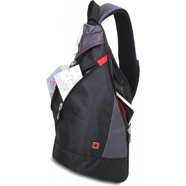 Мужской рюкзак через плечо Wenger MONO SLING Черно-серый - фото №2