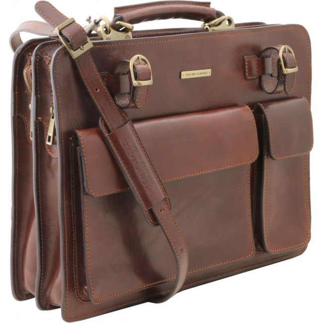Кожаный портфель Tuscany Leather Venezia TL141268 Коричневый - фото №2