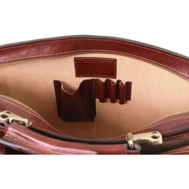 Кожаный портфель Tuscany Leather Venezia TL141268 Коричневый - фото №7